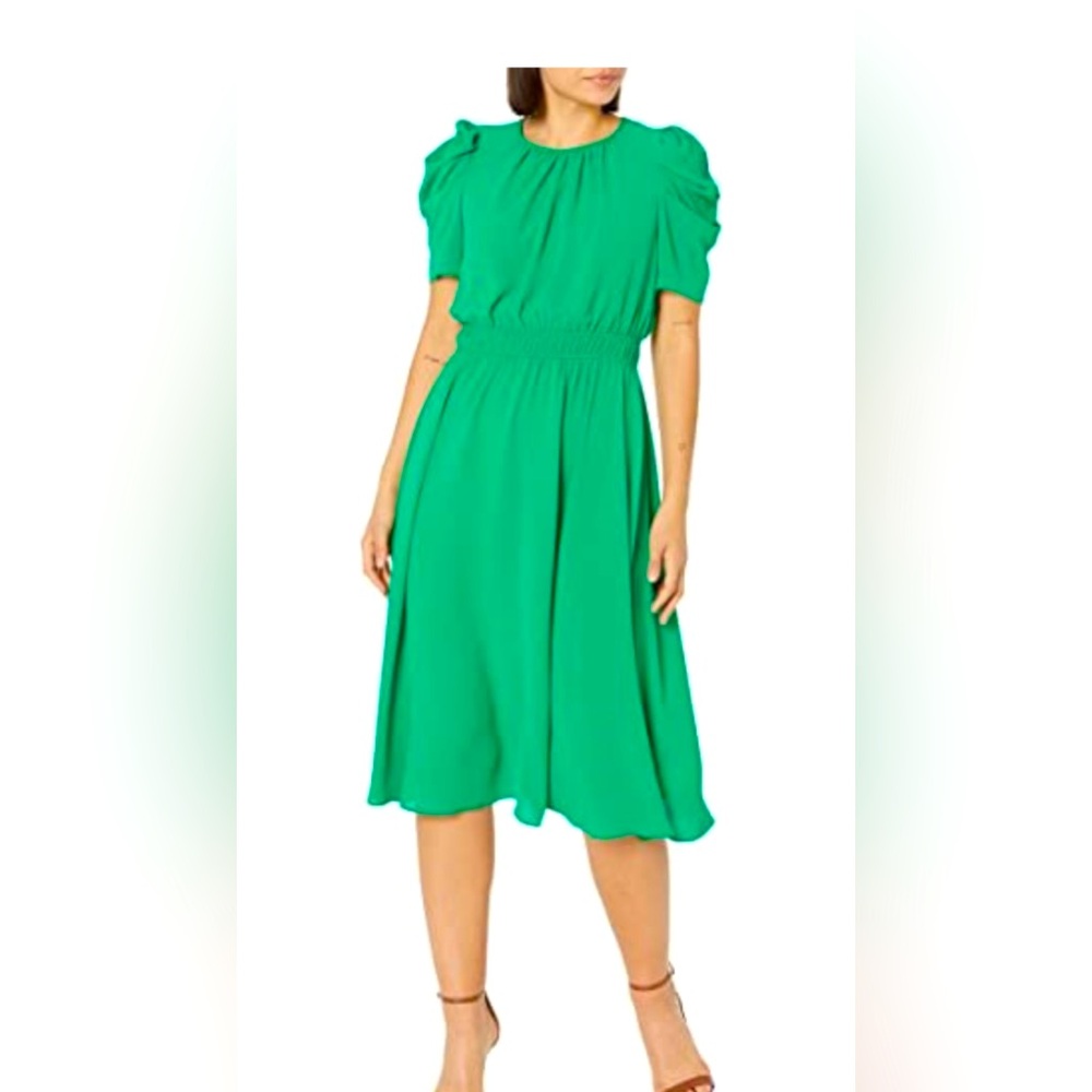 Puff Sleeve * A-Line Midi Dress * London Times (Size 10)